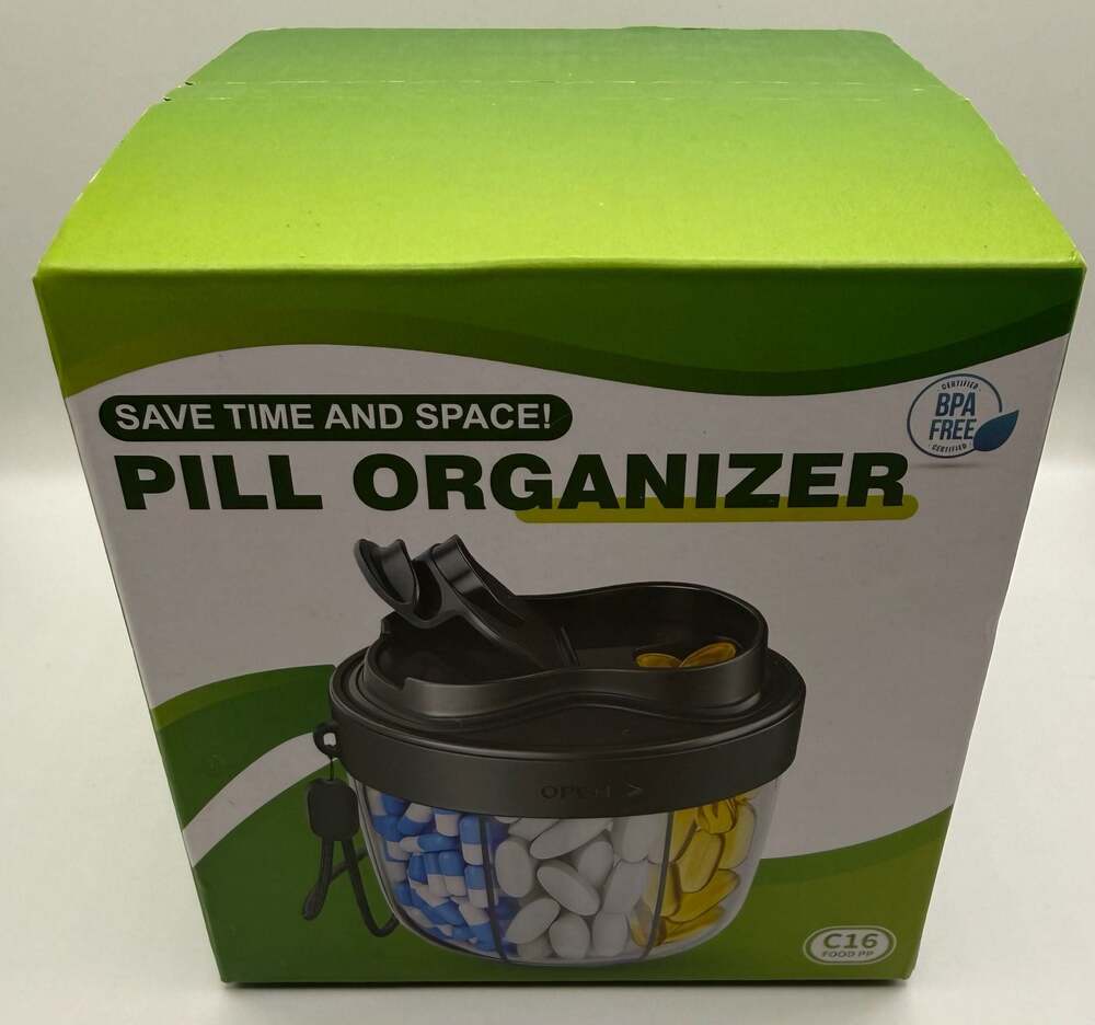 Fsmartmax 7-Slot Portable Pill Organizer with Wide Mouth and‎ 20 Labels